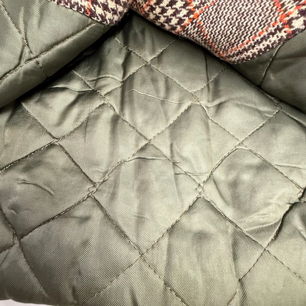 Solitaire‎ Kids Jacket 50's Plaid Double Breasted Wool Blend Leather Trim 5-6